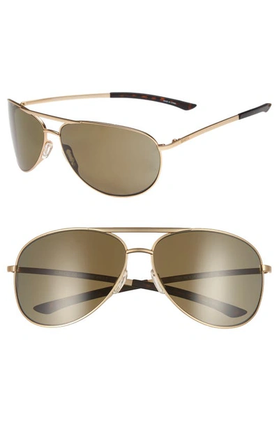 Smith Serpico Slim 2.0 65mm Chromapop™ Polarized Aviator Sunglasses In Matte Gold/ Grey Polar