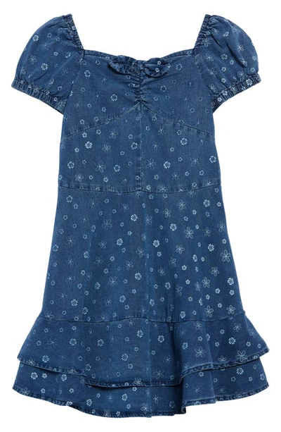 Bcbg Kids' Floral Puff Sleeve Chambray Dress