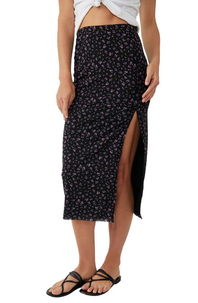 Free People Rosalie Mesh Midi Skirt In Black Combo