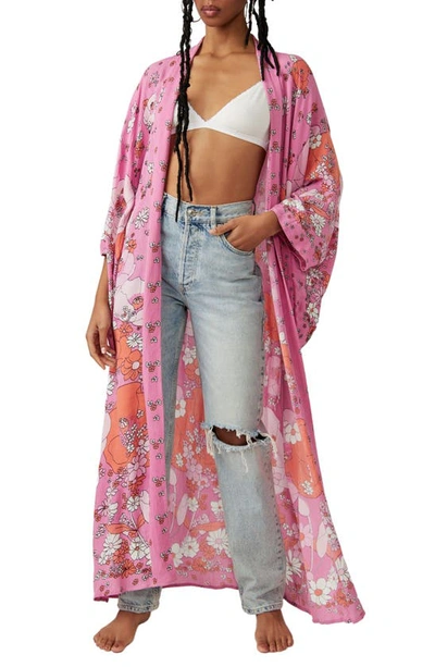 Free People Hidden Hills Maxi Kimono In Blossom Combo
