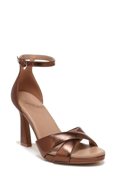 Naturalizer Lizbeth Ankle Strap Sandal In Dark Copper Metallic Leather