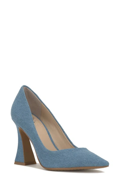 Vince Camuto Akental Pointed Toe Pump In Medium Wash Denim