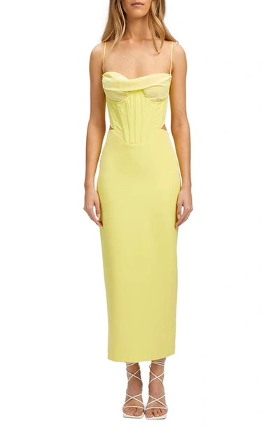 Bardot Martini Corset Cutout Midi Dress In Yellow