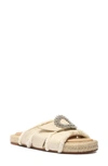 Alexandre Birman Madelina Crystal Brooch Slide Sandal In Natural