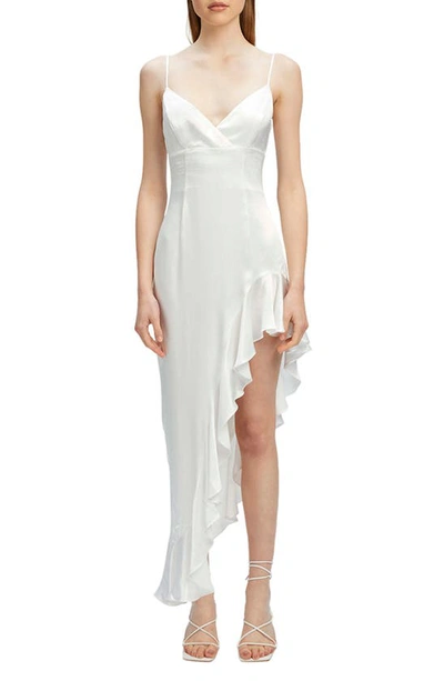 Bardot Ember Asymmetric Satin Midi Slipdress In Ivory