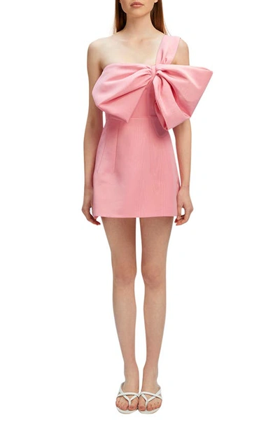 Bardot Bella Bow One-shoulder Minidress In Pink