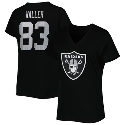 Fanatics Branded Darren Waller Black Las Vegas Raiders Plus Size Player Name & Number V-neck T-shirt