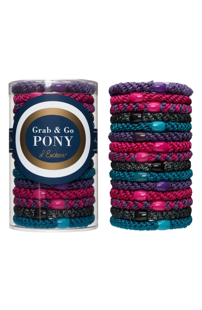 L Erickson Grab & Go Set Of 15 Ponytail Holders In Gemstone