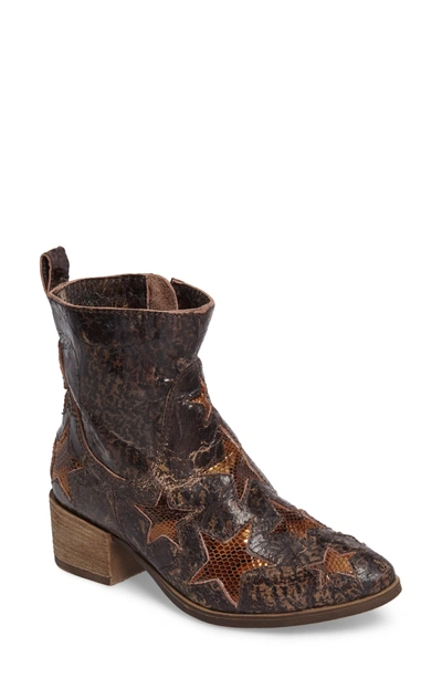 Sheridan Mia Crinkle Finish Star Bootie In Mid Brown Leather