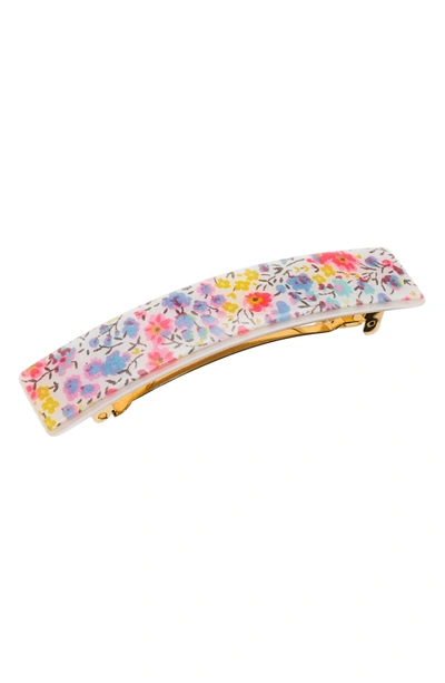 France Luxe Rectangle Barrette In Piccadilly Lime/ Pink
