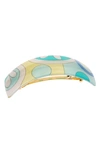 France Luxe 'volume' Rectangle Barrette In Mod Swirls Blue/ Green