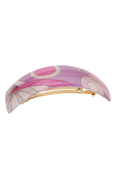 France Luxe 'volume' Rectangle Barrette In Mod Swirls Pink/ Grey