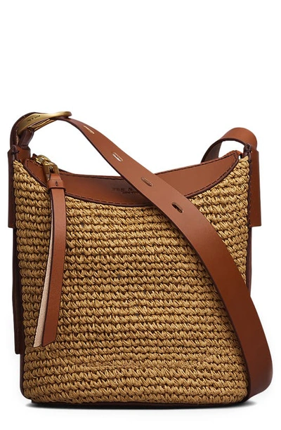 Rag & Bone Belize Mini Straw & Leather Bucket Bag In Natural