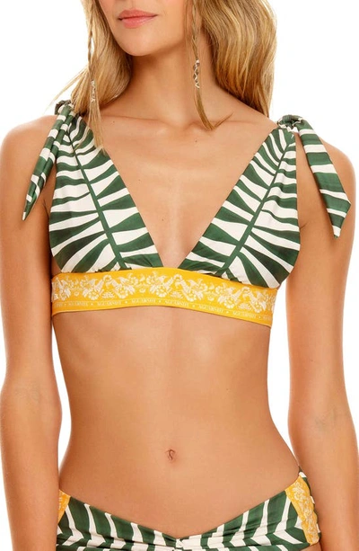 Agua Bendita Women's Verano Road Laurie Embroidered Bikini Top In Green