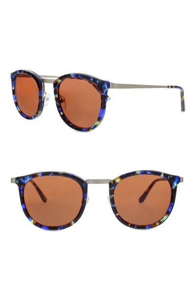 Smoke X Mirrors Shout 49mm Retro Sunglasses In Blue Glam/ Brushed Silver