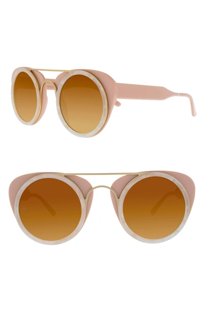 Smoke X Mirrors Soda Pop 3 47mm Round Sunglasses - Pink/ White Scales/ Matte Gold