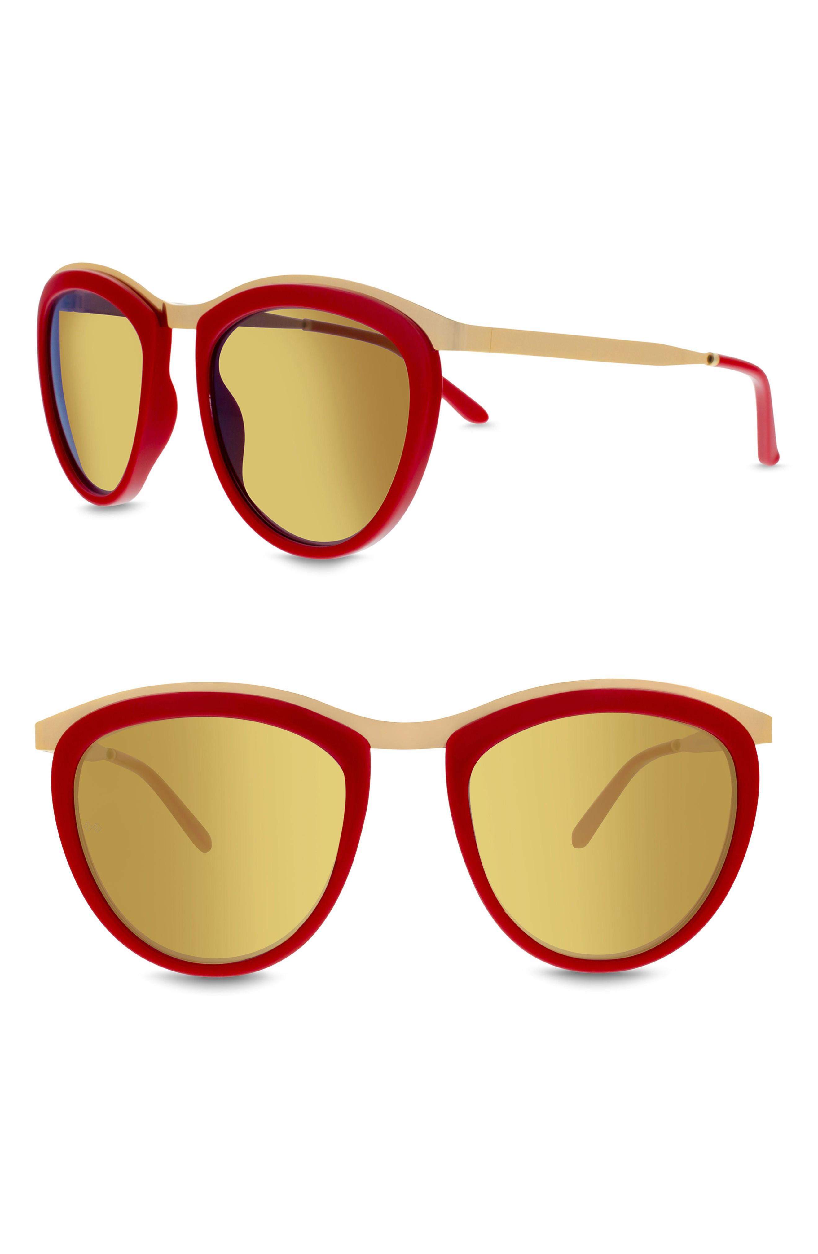 Smoke X Mirrors Comic Strip 51mm Round Sunglasses Red/ Shiny Gold
