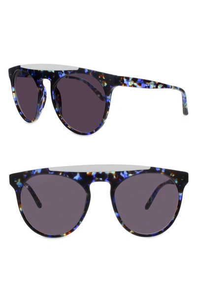 Smoke X Mirrors Atomic 52mm Round Sunglasses In Blue Glam/ White