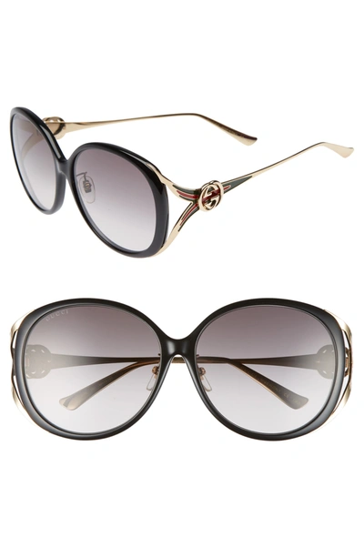 Gucci Women's Oversized Round Sunglasses, 60mm In Black/gray Gradient