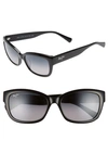 Maui Jim Plumeria 55mm Polarizedplus2 Cat Eye Sunglasses In Gloss Black/ Neutral Grey