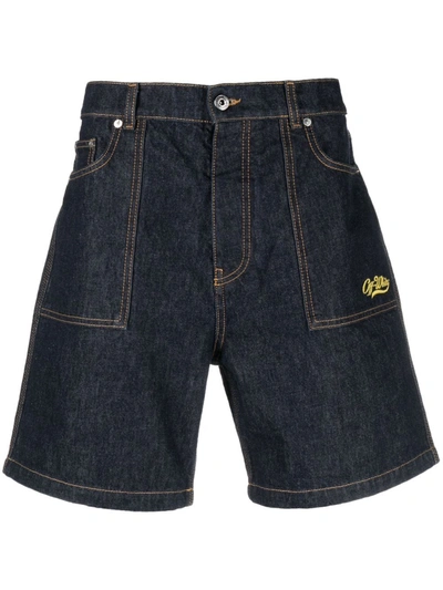 Off-white Utility Denim Shorts In Raw Indigo