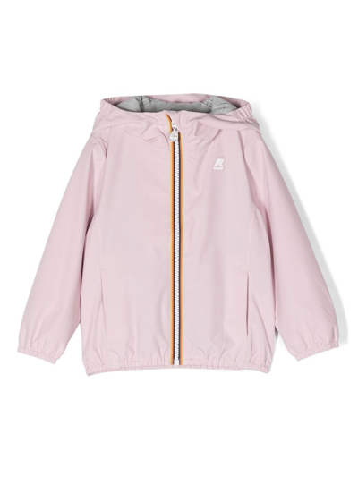 K-way Kids' Logo-detail Zip-up Hooded Jacket In Pink