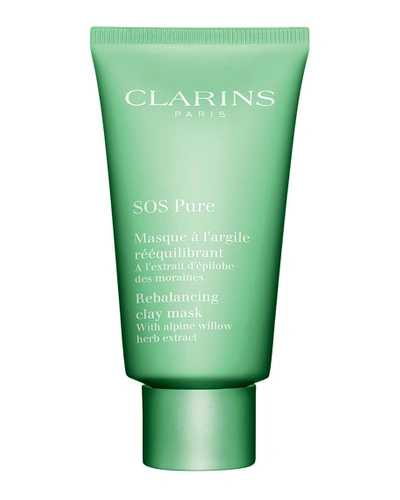 Clarins Sos Pure Rebalancing Clay Mask 2.3 Oz. In Green,white