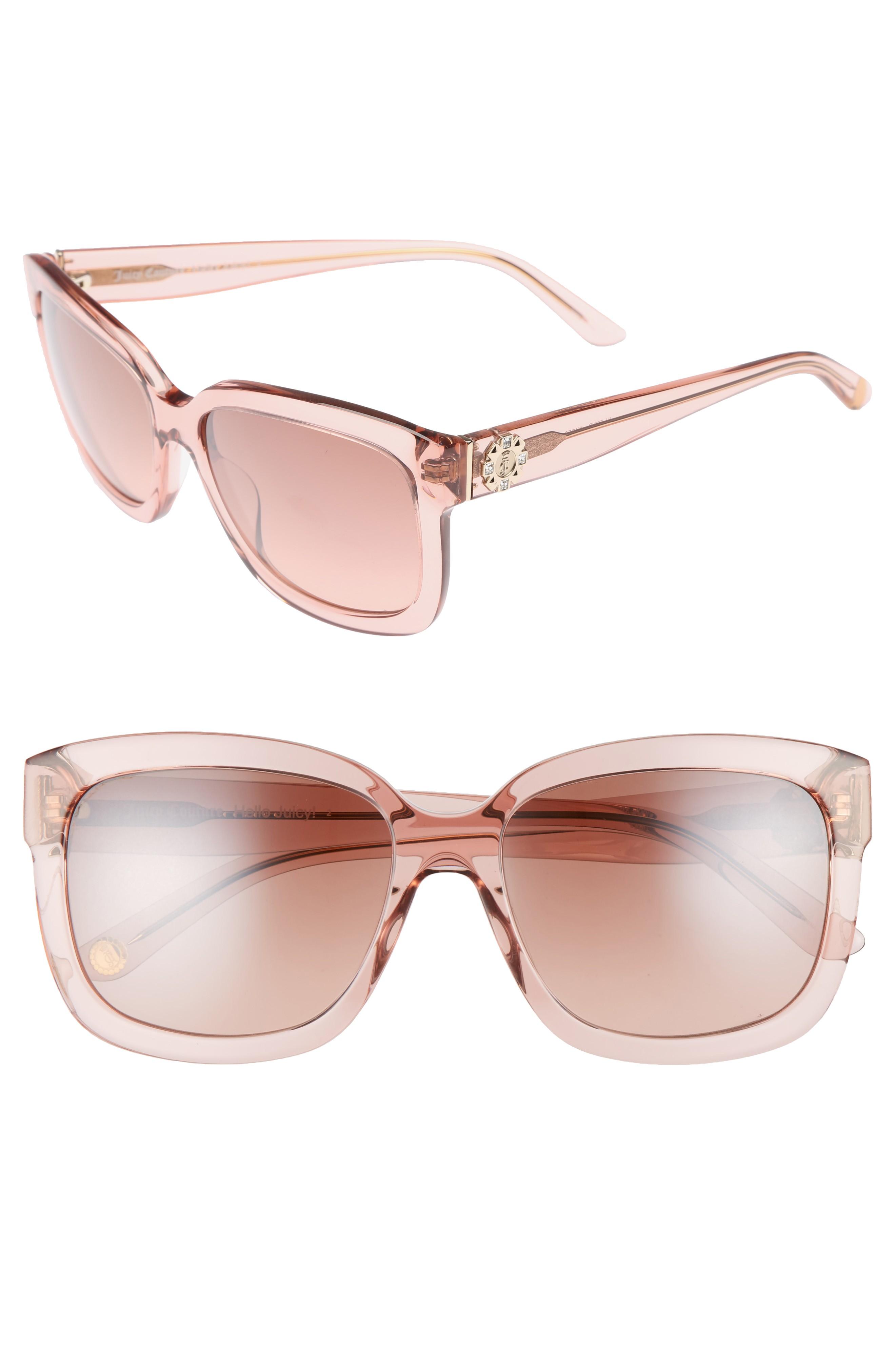 Juicy Couture Black Label 55mm Square Sunglasses - Pink Crystal | ModeSens