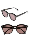 Wildfox Harper Zero 53mm Round Keyhole Sunglasses - Black
