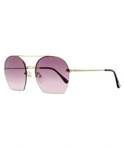 Tom Ford Antonia 55mm Gradient Lens Aviator Sunglasses - Rose Gold/ Plum/ Gradient Pink