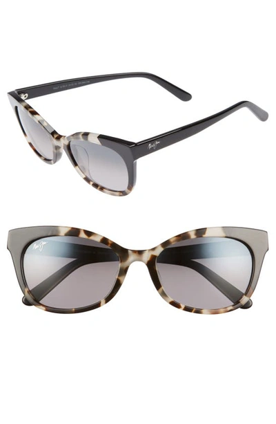 Maui Jim Ilima 53mm Polarizedplus2 Cat Eye Sunglasses In White Tokyo/ Gloss Black