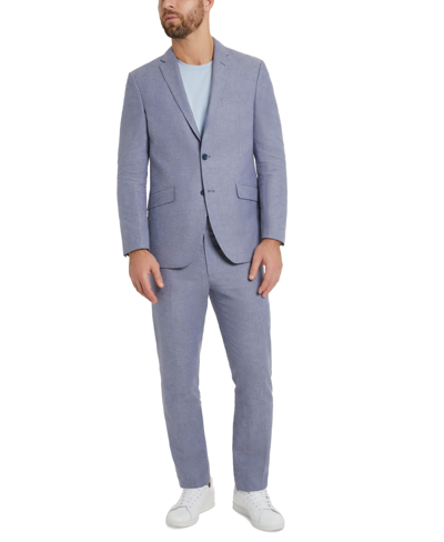 Kenneth Cole Reaction Men's Slim-fit Stretch Linen Solid Suit In Light Blue