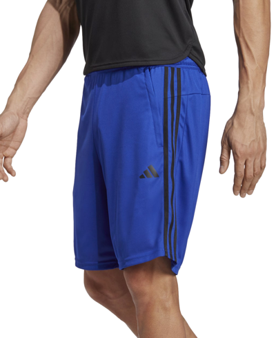 Adidas Originals Adidas Men's Train Essentials Classic-fit Aeroready 3-stripes 10" Training Shorts In Lucid Blue,blk