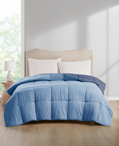 Home Design Lightweight Reversible Down Alternative Microfiber Comforter, King, Created For Macy's In Blue