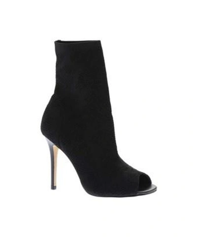 Charles By Charles David Ranger Sock Knit Open Toe Bootie In Black Stretch Fabric