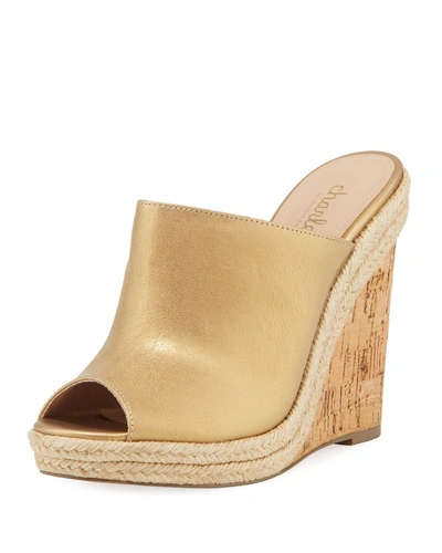 Charles By Charles David Balen Wedge In Light Gold Metallic Leather