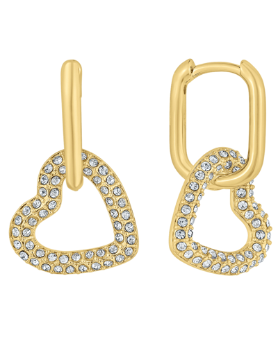 And Now This Crystal Stone Heart Drop Hoop Earrings In Gold