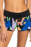 Roxy Juniors' Printed Endless Summer Printed Board Shorts Women's Swimsuit In Anthracite Flower Jammin