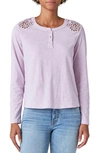 Lucky Brand Women's Cotton Cutout Henley Top In Violet Tin