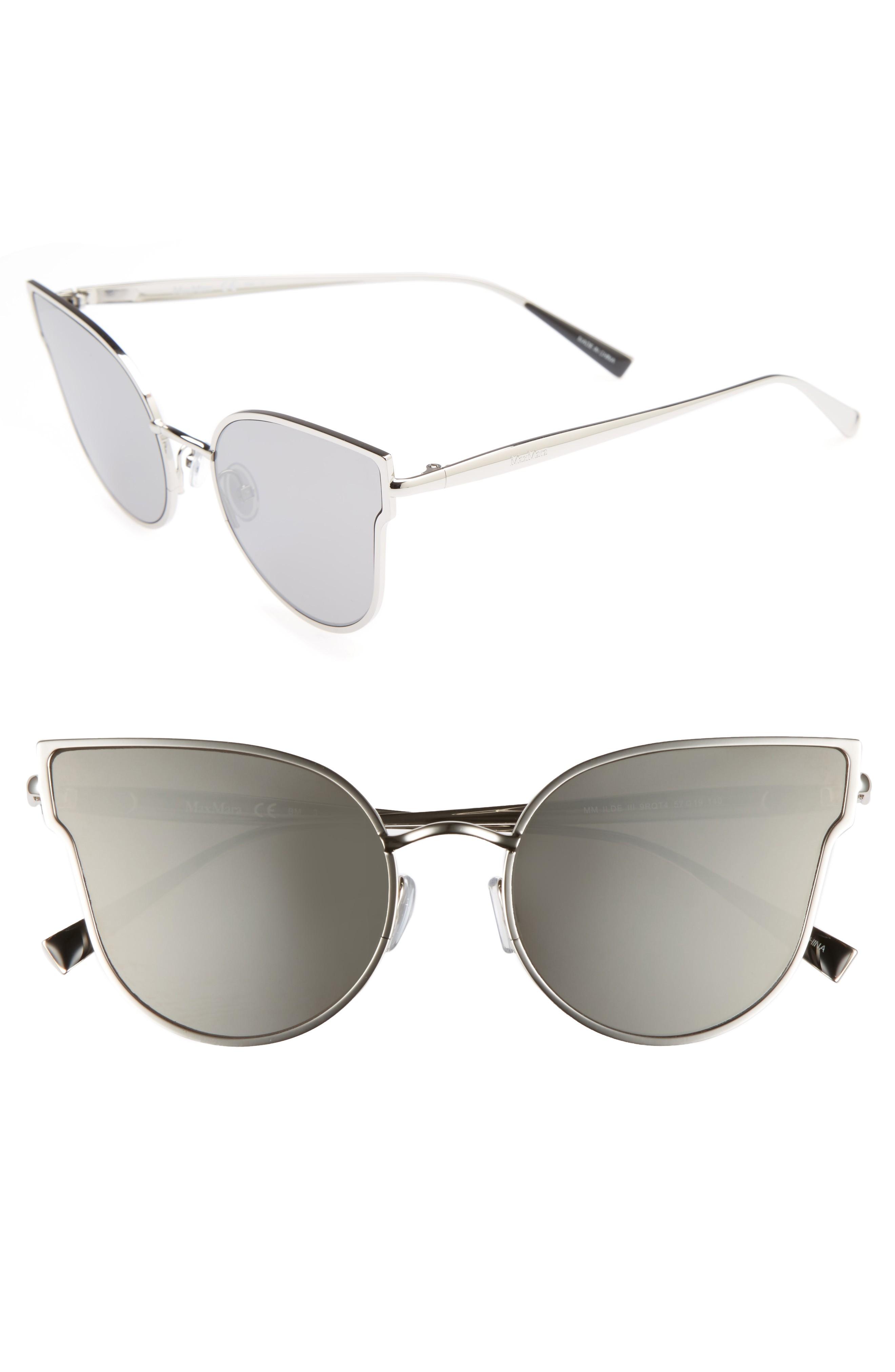 Max Mara Ilde Iii 57mm Mirrored Cat Eye Sunglasses - Smoke Silver | ModeSens