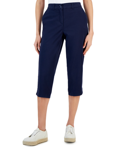 Karen Scott Petite Comfort Waist High-rise Capri Pants, Created For Macy's In Intrepid Blue