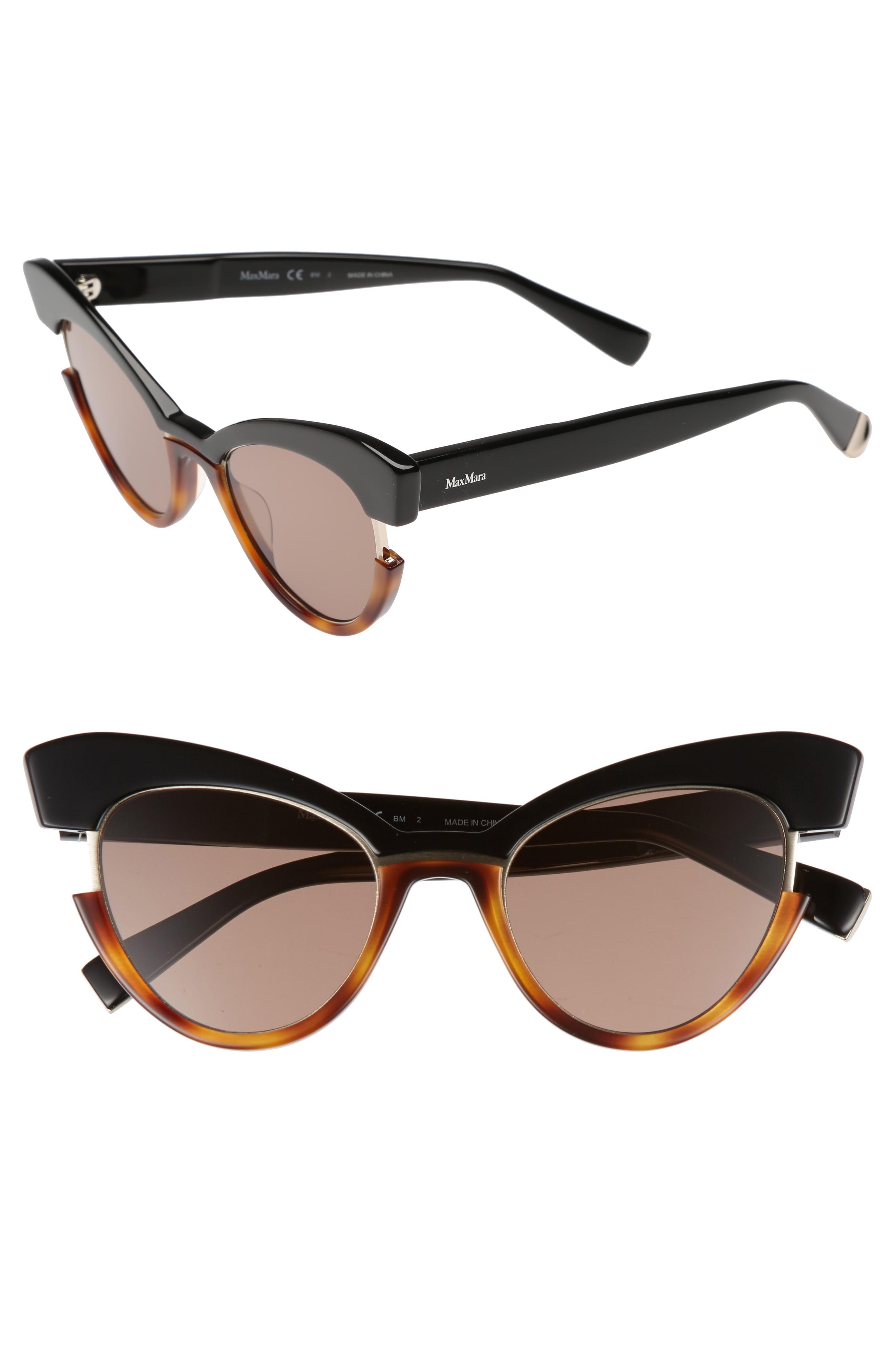 Max Mara 49mm Gradient Lens Cat Eye Sunglasses In Black Havana | ModeSens