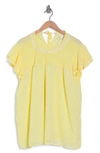 Forgotten Grace Double Ruffle Swiss Dot Blouse In Yellow