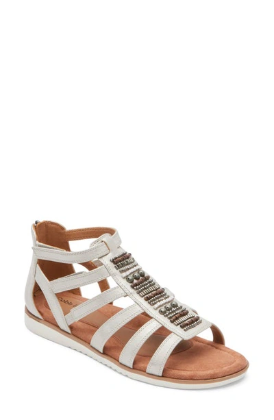 Rockport Cobb Hill Zion Beaded Gladiator Sandal In Pewter