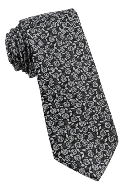 Wrk Floral Silk Tie In Charcoal