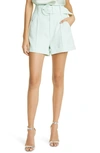 Cinq À Sept Aldi Belted High Waist Shorts In Celadon