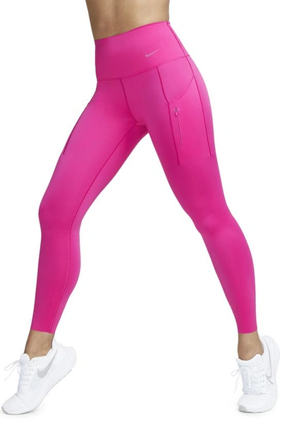 Nike Women's Go Firm-support High-waisted 7/8 Leggings With Pockets In Pink