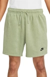 Nike Men's Club Fleece Terry Flow Shorts In Oil Green/black