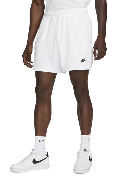 Nike Men's Club Fleece French Terry Flow Shorts In White/black