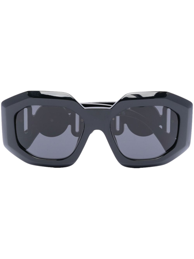 Versace Oversized Geometric Frame Sunglasses In Black